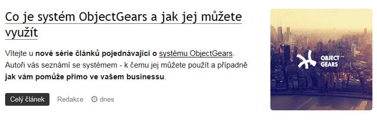 Článek na webu programujte.com - Co je systém ObjectGears a jak ho můžete využít.