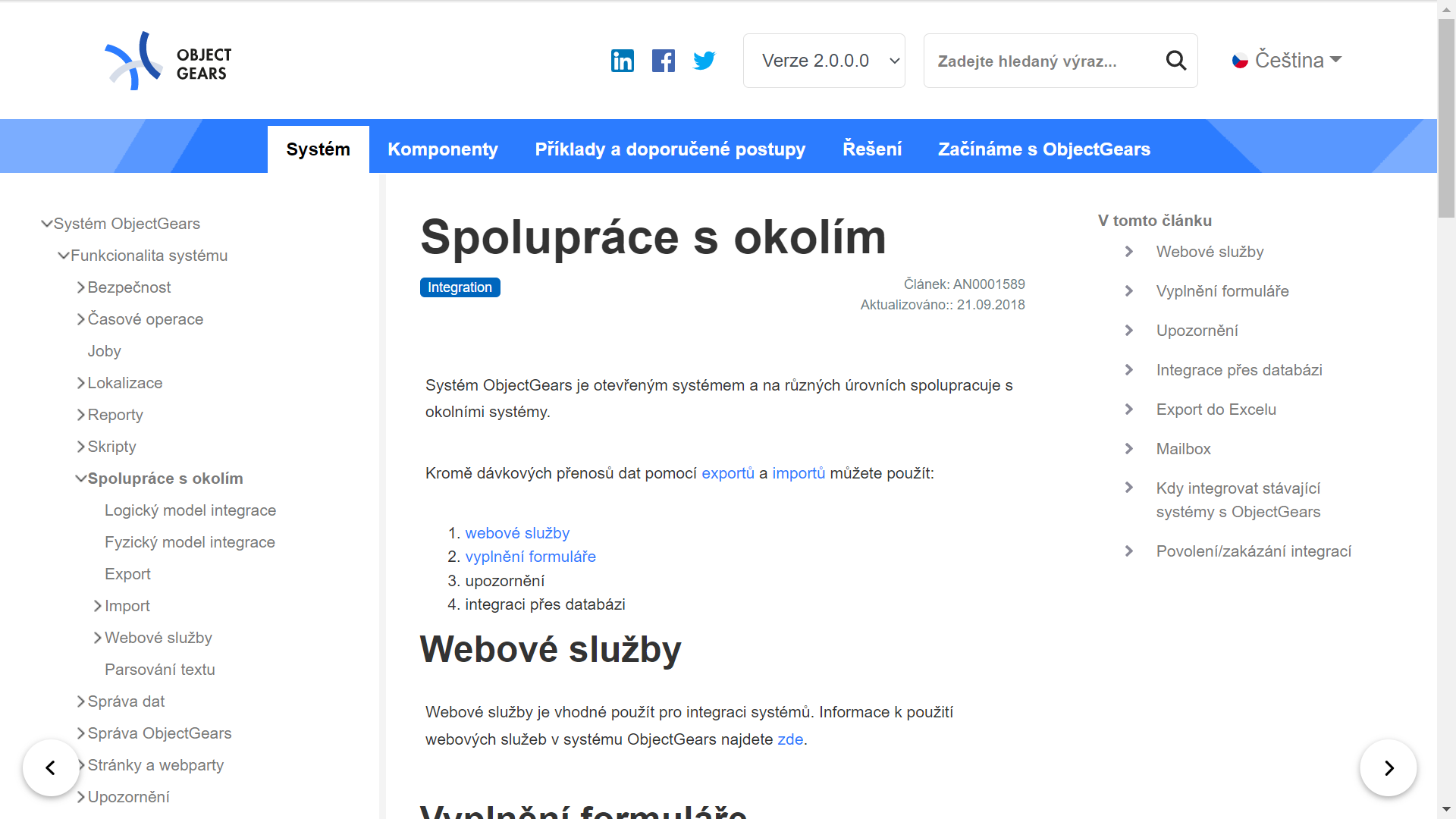 Ukázka naší verzované dokumentace, pro popis celého systému, která je lokalizovaná do tří jazyků.
