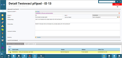 Detail testovacího případu